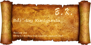 Bóday Kunigunda névjegykártya